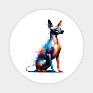 Xoloitzcuintli Depicted in Vivid Splash Art Style Magnet